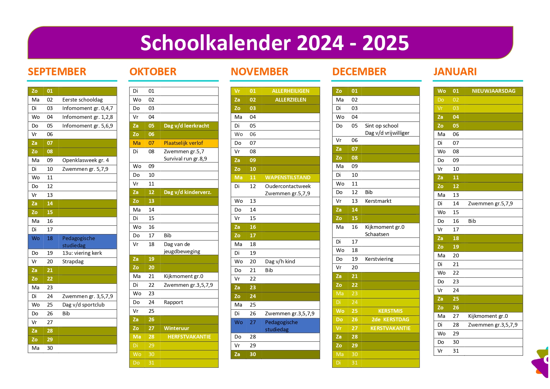 Schoolkalender deel 1